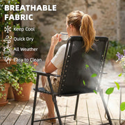 Folding Garden Chairs Set of 4 for Comfortable Outdoor Seating Black Outsunny