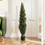 Artificial Cypress Trees Set of 2 for Tidy Low Maintenance Front Door Display Green Homcom