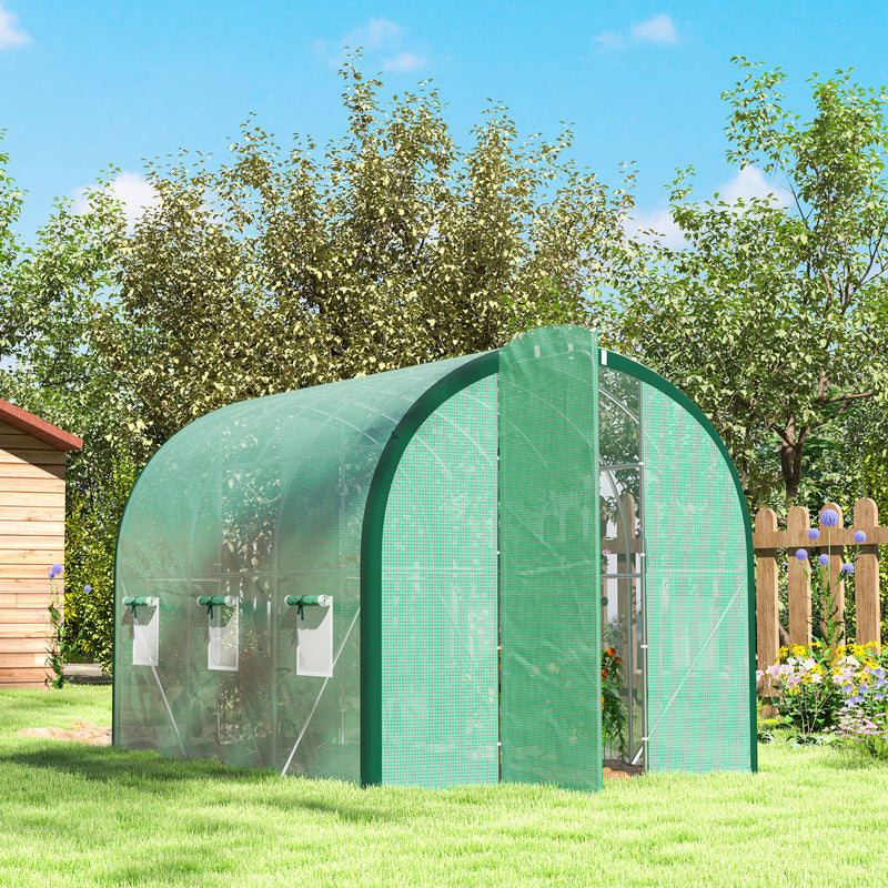 Polytunnel Greenhouse with Windows and Doors Green 3x2m by Outsunny