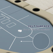 10 Player Folding Poker Table with Cup Holders and Padded Edge for Home Games Brown Blue AOSOM