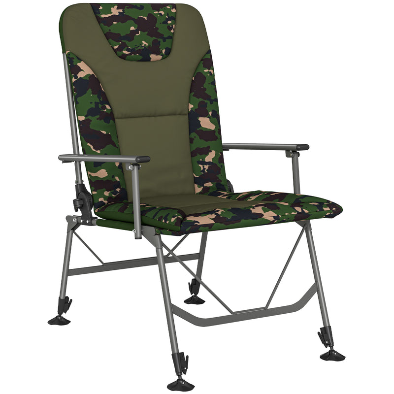 Folding Camping Chair with Adjustable Recline and Padded Seat for Outdoor Comfort Grey Outsunny