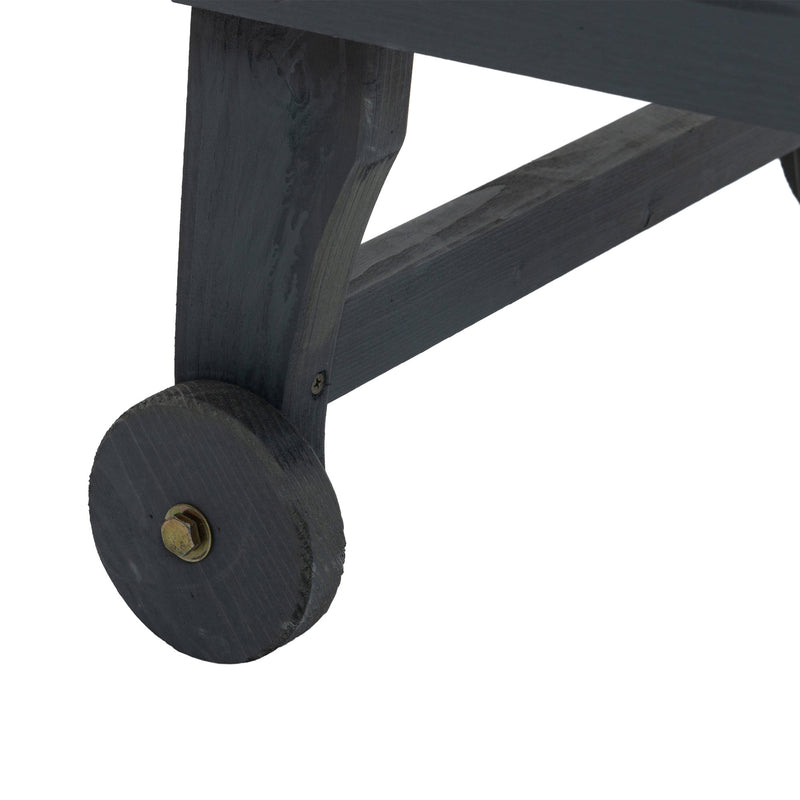 Grey Wooden Sun Lounger with Built-In Table Reclining Backrest and Wheels by Outsunny