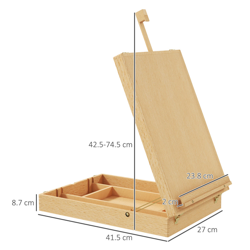 Portable Wooden Table Easel with Storage Adjustable for Painting and Sketching Beech