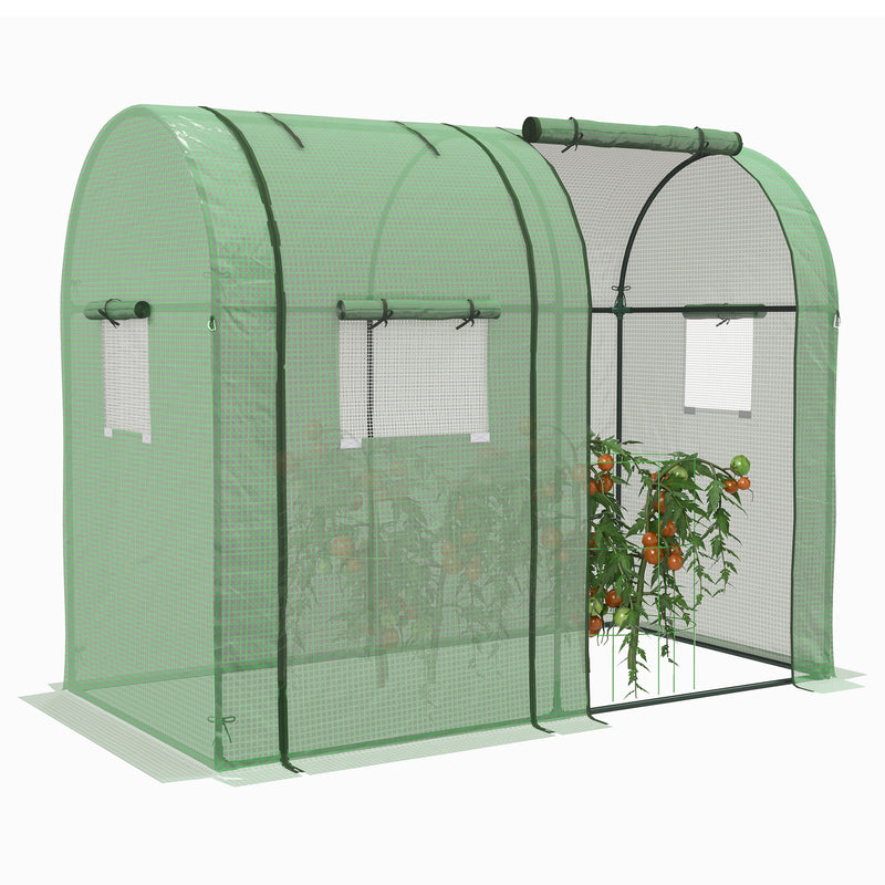 Portable Tomato Greenhouse With Roll Up Doors and Mesh Windows For Outdoor Growing Green