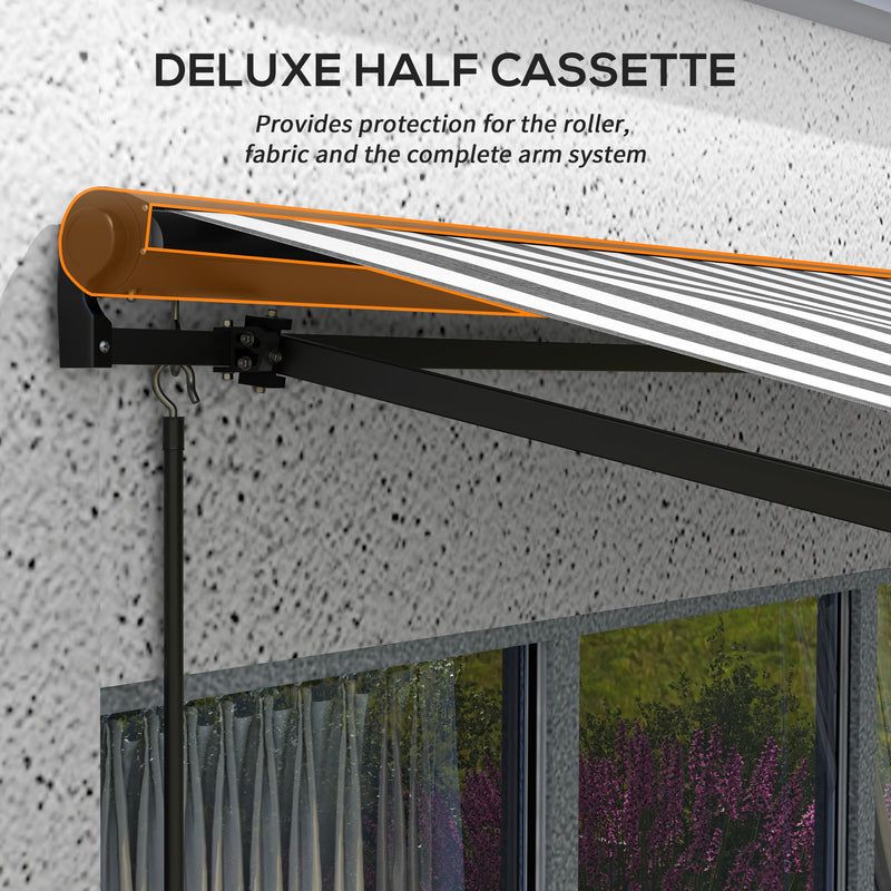 Grey and White 3x2m Electric Garden Awning with Remote Control and Aluminium Frame