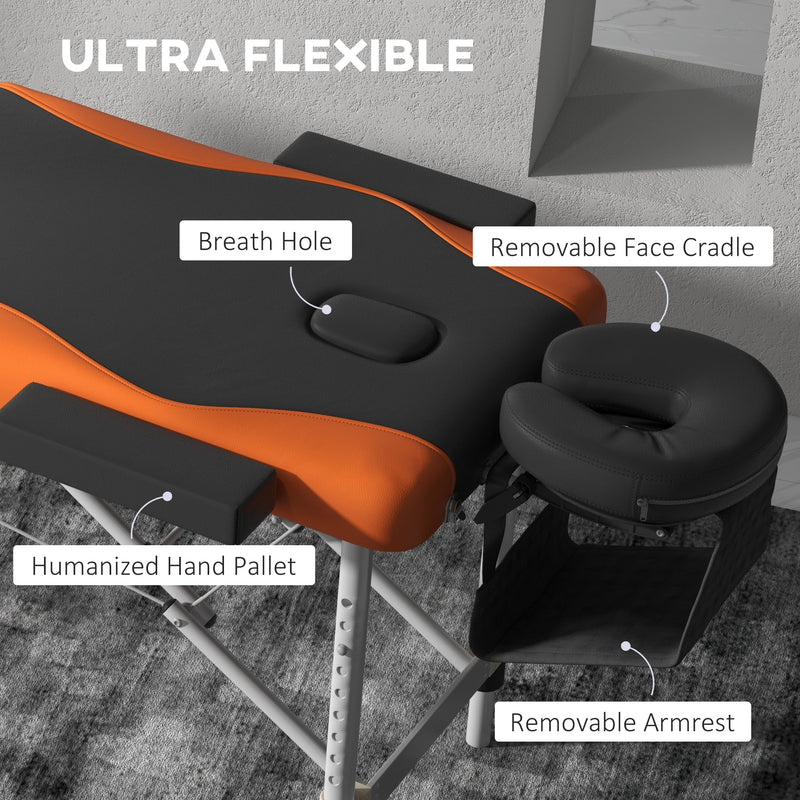 Massage Table Foldable Adjustable Height for Comfortable Home Use Black and Orange