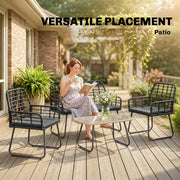 Rattan Garden Furniture Set for Small Patios or Balconies with Cushions and Coffee Table Black Outsunny