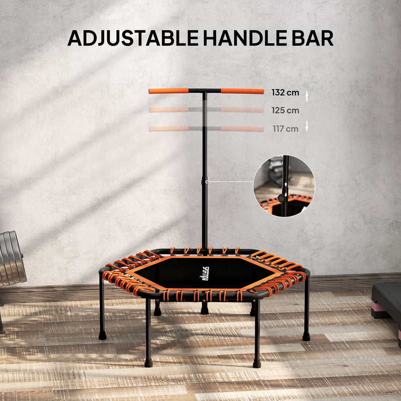 Adult Rebounder Trampoline with Adjustable Handle and LED Lights for Home Fitness Orange AOSOM