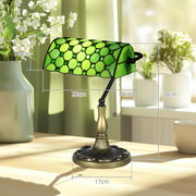 Vintage Stained Glass Table Lamp with Handmade Shade Ideal for Bedroom or Living Room, Green