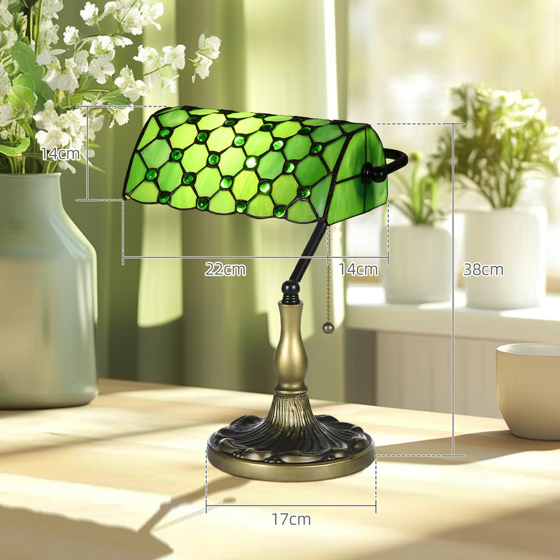 Vintage Stained Glass Table Lamp with Handmade Shade Ideal for Bedroom or Living Room, Green