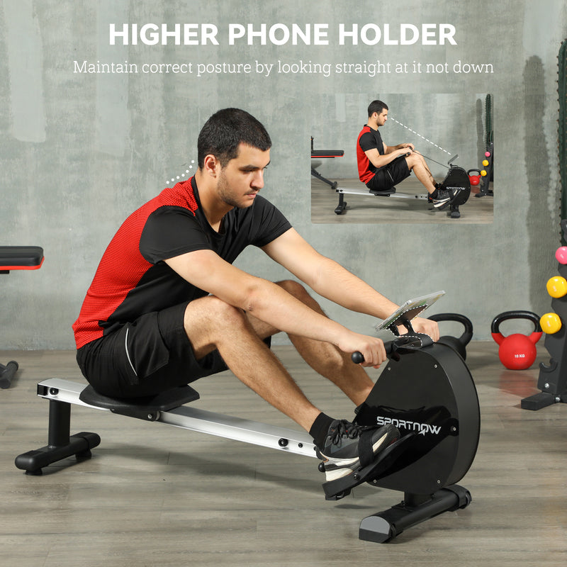 Folding Magnetic Rowing Machine with 16 Resistance Levels in Black for Home Fitness by SPORTNOW AOSOM