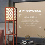 Brown Duo Light Floor Lamp with Storage Shelves Ideal for Living Rooms by HOMCOM
