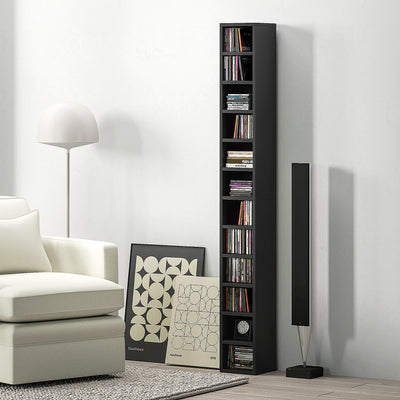 Tall Black CD Storage Tower Holds 204 Discs Slim Media Shelf Unit by HOMCOM