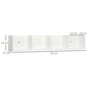Wall Mounted Media Storage Rack Set Holds 84 CDs or 56 DVDs 4 Cube Shelves White