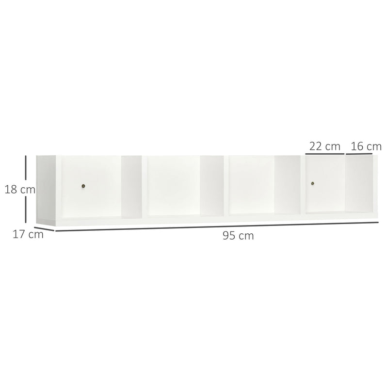 Wall Mounted Media Storage Rack Set Holds 84 CDs or 56 DVDs 4 Cube Shelves White