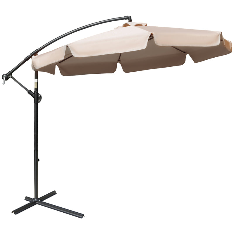 Light Brown 27m Cantilever Garden Parasol With Crank Handle For Shaded Outdoor Seating