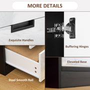 Modern 2 Door Bedroom Wardrobe with Hanging Rail and 3 Storage Drawers, High Gloss White