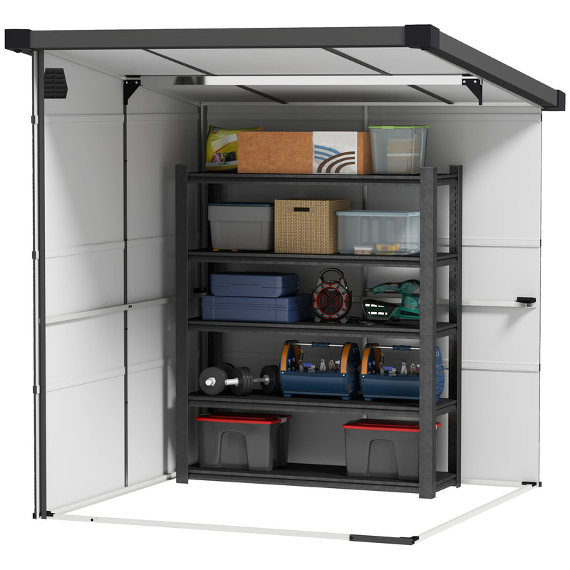 Light Grey 6 x 6ft Garden Storage Shed Plastic Outdoor Tool Shed With Windows by Outsunny