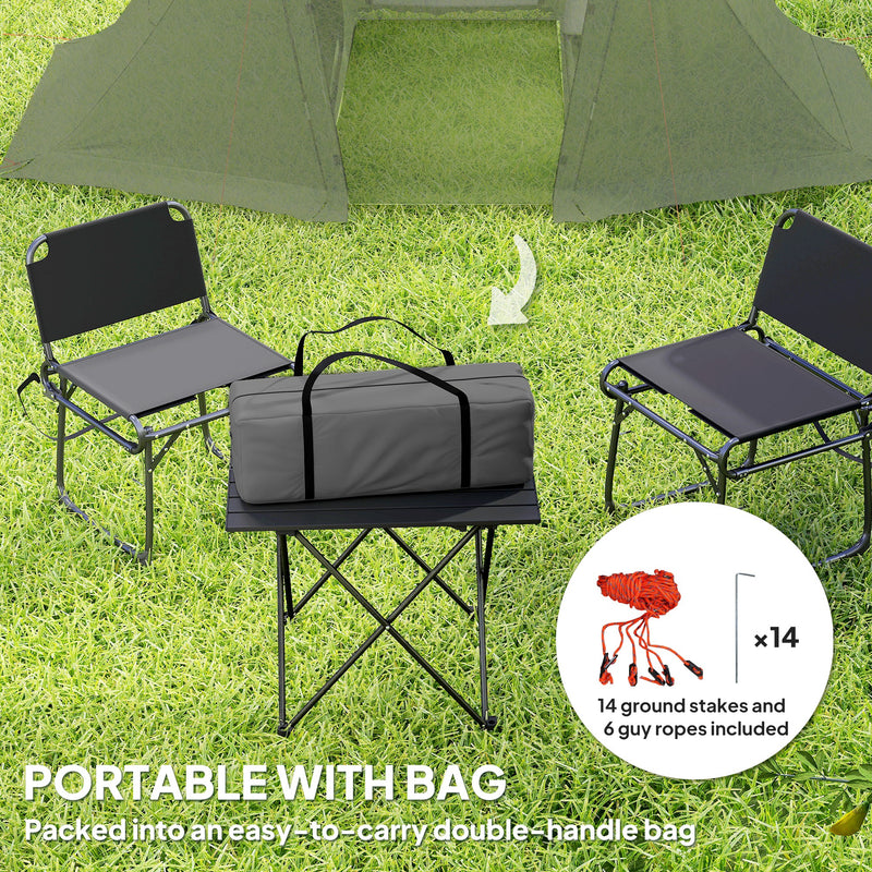 Waterproof 2–3 Person Camping Tent with Separate Sleeping and Lounge Areas Dark Grey