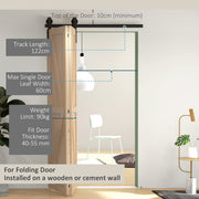 Sliding Door Track Kit for Folding Doors Space Saving and Quiet Operation Black AOSOM
