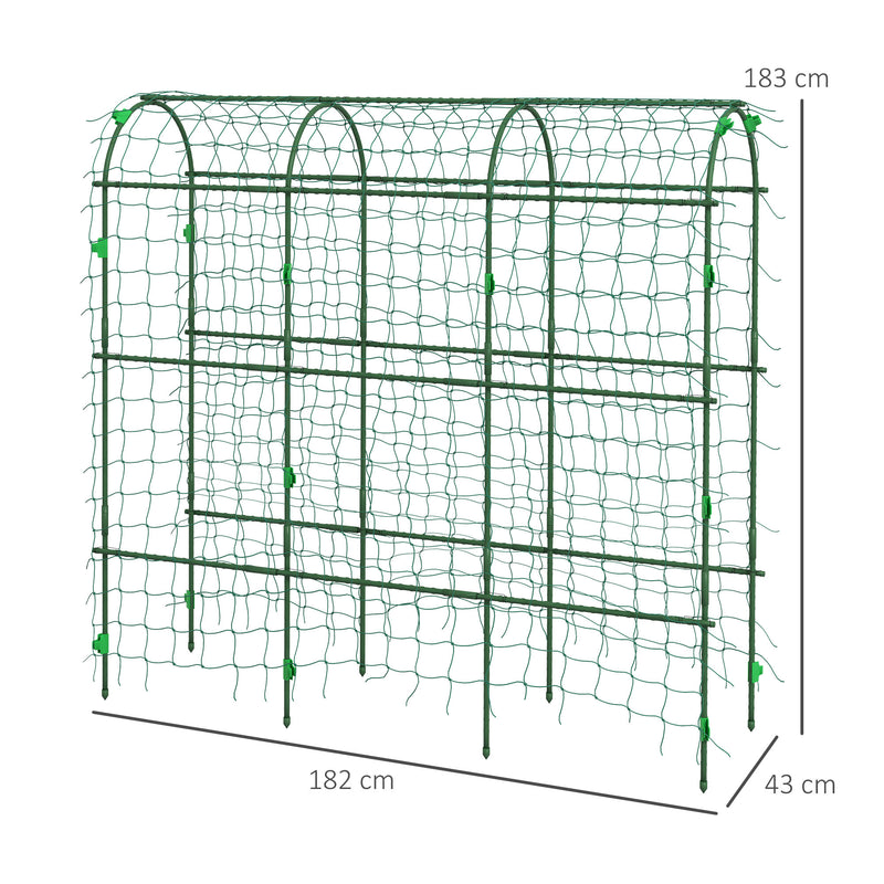 Tall Metal Garden Arch Trellis with Climbing Net Ideal for Outdoor Plants Support Black AOSOM