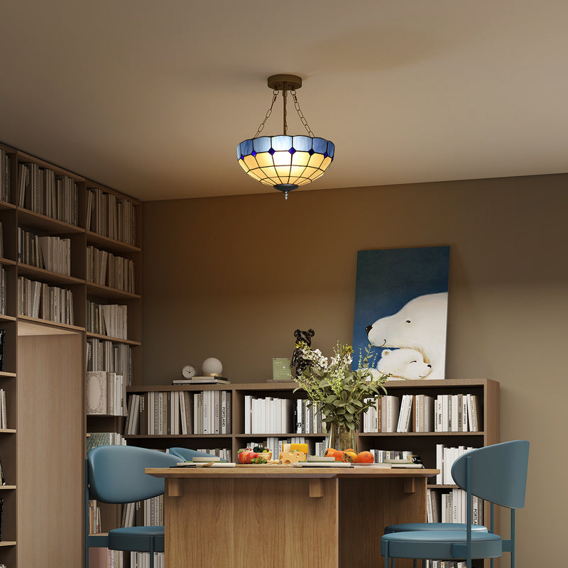 Vintage Ceiling Light with 3 E27 Bulb Holders Ideal for Living Rooms Semi Flush Mount Brown