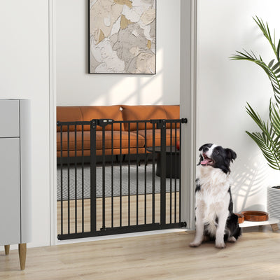Adjustable Metal Dog Gate 74 to 100cm Wide Ideal for Doors and Stairs Black