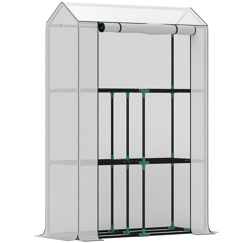 White Three Shelf Steel Frame Greenhouse 40 x 100cm for Plants and Seedlings by Outsunny