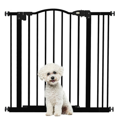 Adjustable Metal Pet Safety Gate with Auto Close Door for Doorways and Stairs Black