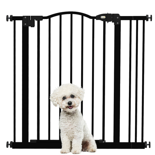 Adjustable Metal Pet Safety Gate with Auto Close Door for Doorways and Stairs Black