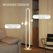 White Dimmable LED Floor Lamp with Glass Night Light and Foot Switch by HOMCOM