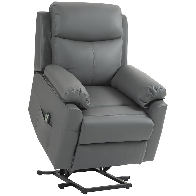 Electric Riser Recliner Chair With Adjustable Backrest For Mobility Support, Charcoal Grey