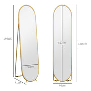 Full Length Two Way Curved Mirror Freestanding for Bedroom or Hallway, Gold Tone