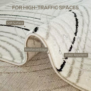 Machine Washable Swirl Pattern Area Rug for Living Room and Bedroom 170 x 120 cm, Cream White