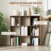 Nine Cube Storage Shelf Unit With Open Compartments For Home or Office, Rustic Brown