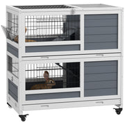 Double Deck Indoor Guinea Pig Cage With Trays Ramps and Open Top for Easy Access Grey
