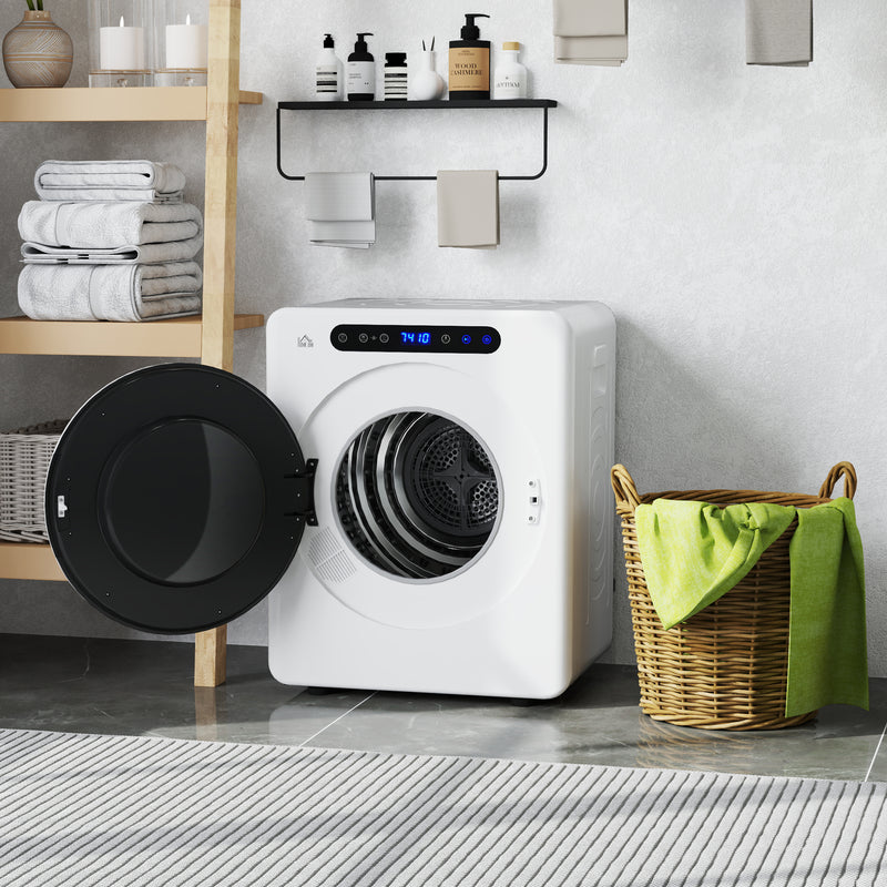 4kg Vented Tumble Dryer 1000W Compact Freestanding with Timer and 6 Heat Settings White by HOMCOM AOSOM