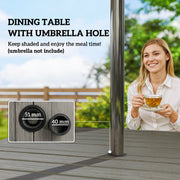 Garden Dining Set for 4 with Stackable Mesh Chairs and Square Table With Umbrella Hole Outsunny