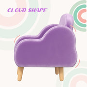 Kids Velvet Armchair with Wooden Frame and Cloud Design for Toddlers Ages 1 to 3, Purple