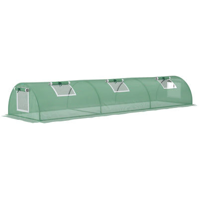 Portable Mini Greenhouse Tunnel with Steel Frame and 5 Mesh Windows for Garden Use Green