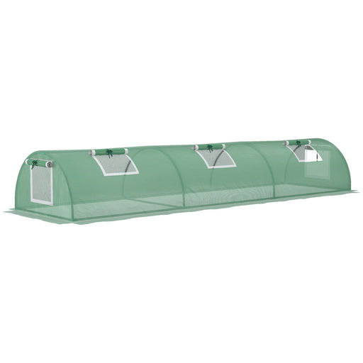 Portable Mini Greenhouse Tunnel with Steel Frame and 5 Mesh Windows for Garden Use Green