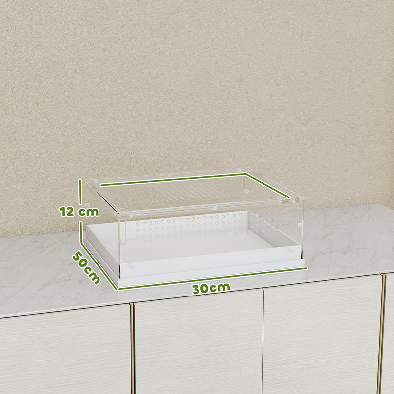 Acrylic Reptile Terrarium With Sliding Top Ventilated Lid for Snake or Gecko Clear AOSOM