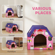 2 in 1 Cardboard Cat House with Scratching Board for Indoor Cats, Pink AOSOM