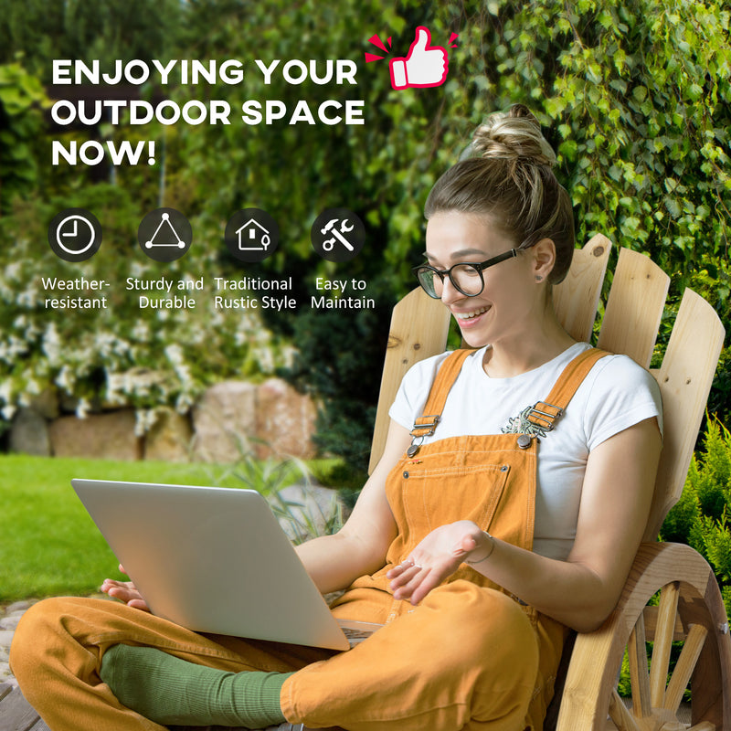 Natural Wooden Adirondack Rocking Chair Set of 2 for Garden Patio or Porch Lounging Comfort