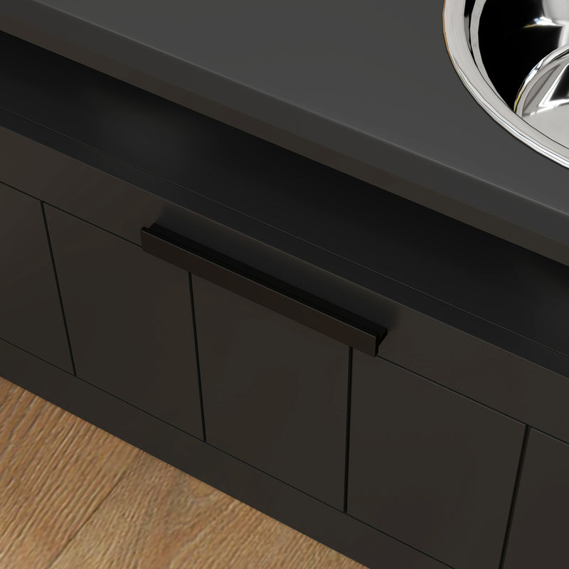 Raised Dog Bowl with Slow Feeder and Storage Drawer for Large Dogs Black by PawHut