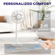 White Oscillating Pedestal Fan with Adjustable Height and Tilt Function
