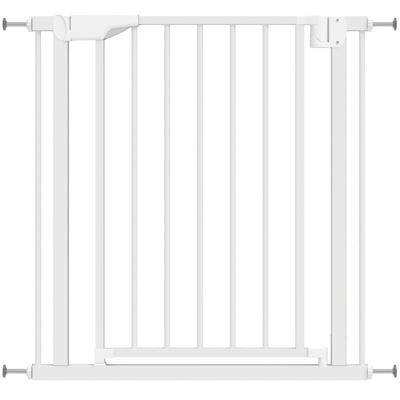 Pressure Fit Pet Safety Gate With One Hand And Two Way Opening For Doorways, White AOSOM