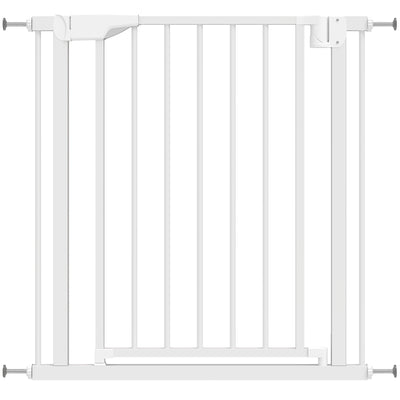 Pressure Fit Pet Safety Gate With One Hand And Two Way Opening For Doorways, White AOSOM