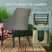 Grey 6 Seater Rattan Patio Dining Set with Cushions and Slatted Table for Garden by Outsunny