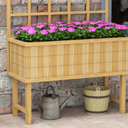 Natural Wooden Garden Planter With Trellis 105cm Ideal For Climbing Plants and Vines